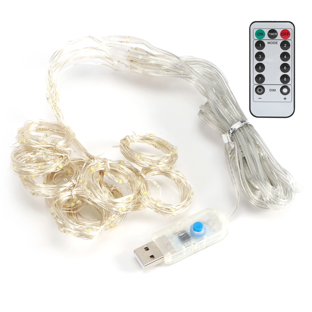 3x2m USB Remote Control 200LED Chip Curtain String Lights with 8 Lighting Modes Home Decoration