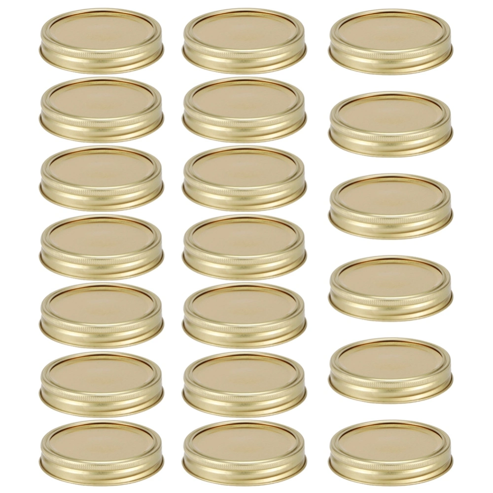 Stainless Steel SplitType Mini Glass Jar Lids Container Sealing Cover for Spice Honey Storage(20Pcs 86mm Gold Circular Ring+Cover Plate )