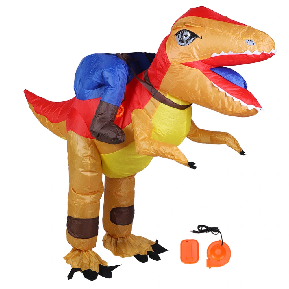 Dinosaur Inflatable Halloween Costume for Adults Kid with Air Blower Festivals Party DecorationX115 Yellow and Red