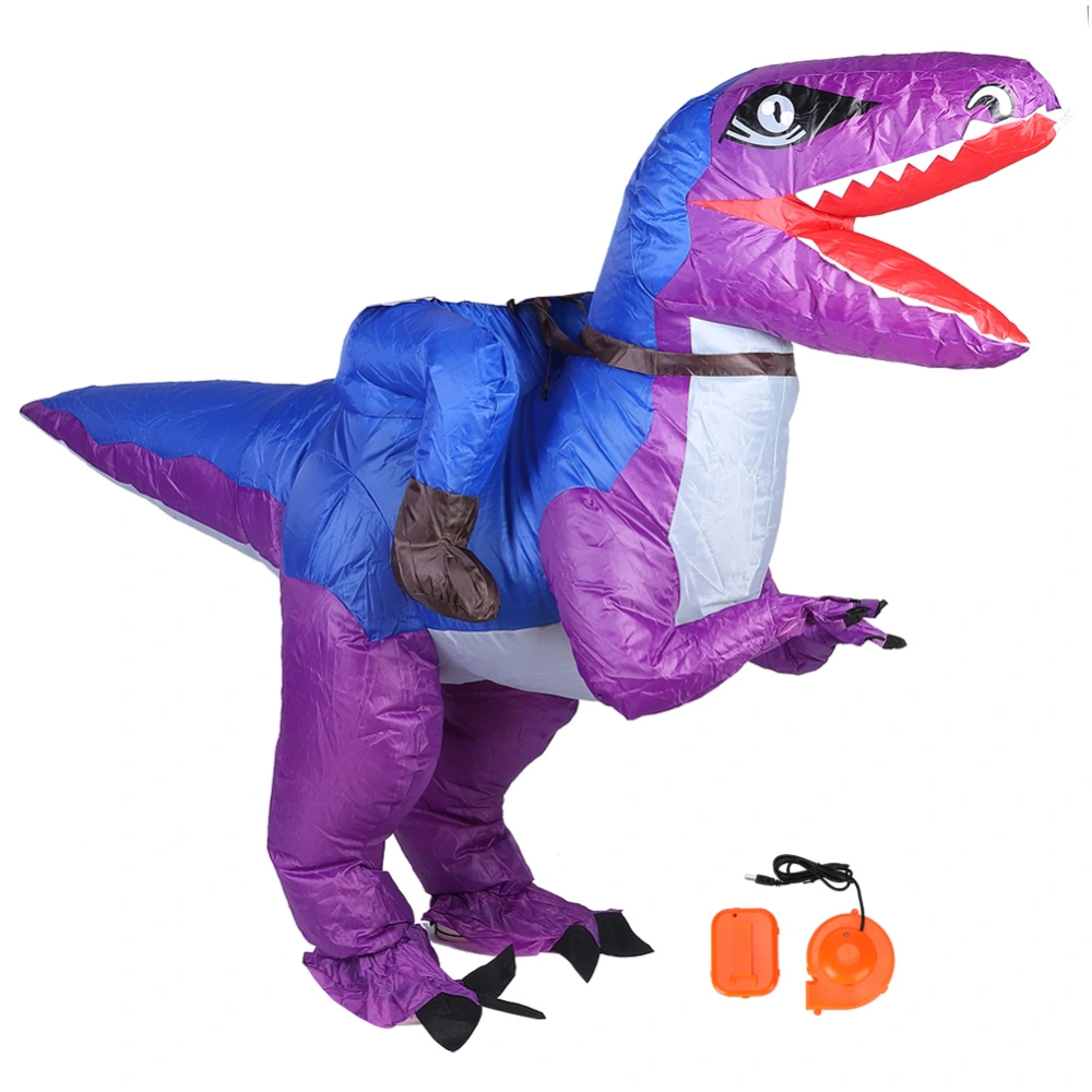 Dinosaur Inflatable Halloween Costume for Adults Kid with Air Blower Festivals Party DecorationX115 Blue and Purple