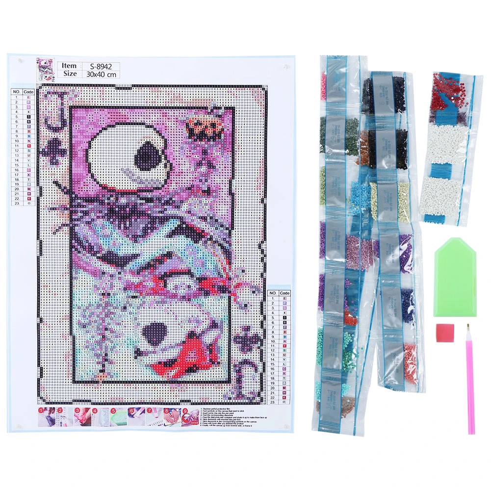 Hand‑Made Skull Pattern Diamond Painting Kits Crafts for Home Shop Wall Decoration 30x40cm