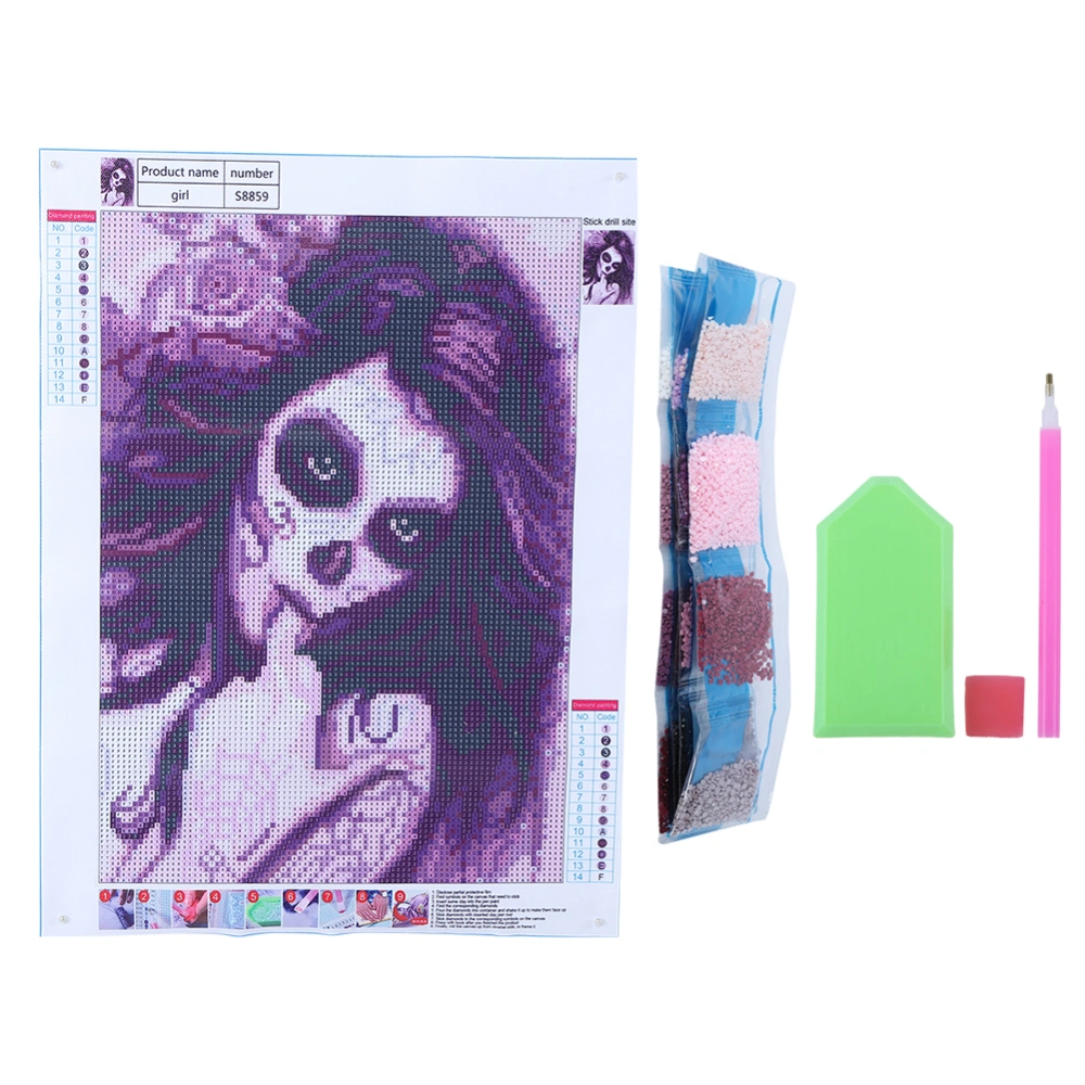 DIY Skull Girl Pattern Diamond Painting Kits Art Crafts for Home Wall Decoration 30x40cm