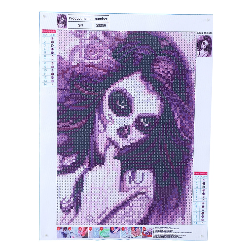 DIY Skull Girl Pattern Diamond Painting Kits Art Crafts for Home Wall Decoration 30x40cm