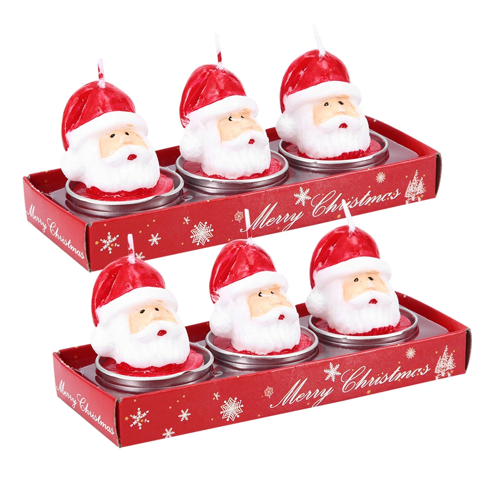 2 Box Santa Claus Head Shaped Candle Decorative Tealight Room Table Party Ornament Christmas Decoration
