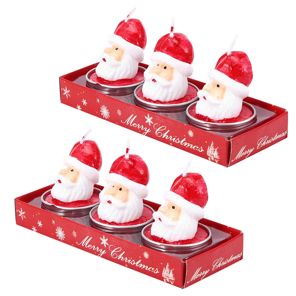 2 Box Santa Claus Head Shaped Candle Decorative Tealight Room Table Party Ornament Christmas Decoration