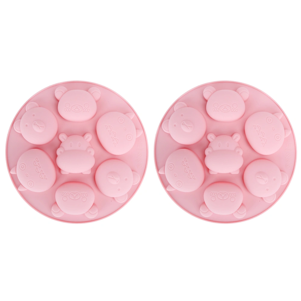 2Pcs Cartoon Animal Shaped Non&#8209;Stick Silicone Mold Cake Chocolate Kitchen Baking Tools(Pink )