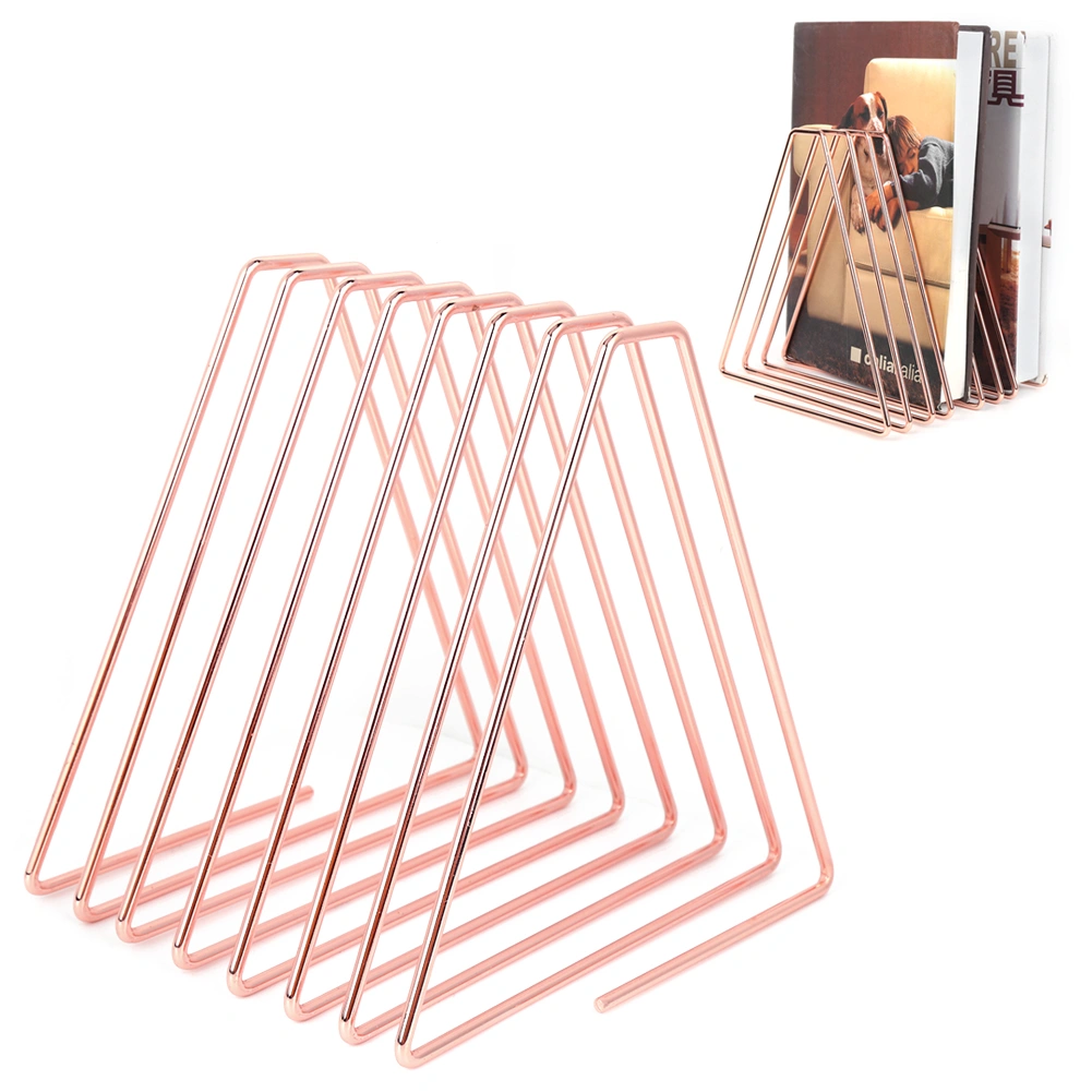 Innovative Desktop Flexible Folding Metal Bookend Book Stand Holder Organizer for School OfficeRose Gold