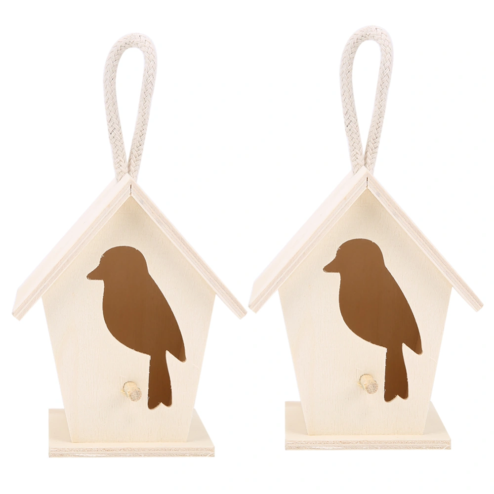 2Pcs Outdoor Hanging Wooden Birdhouse Birds Nesting Box Crafts Ornament Garden Decoration