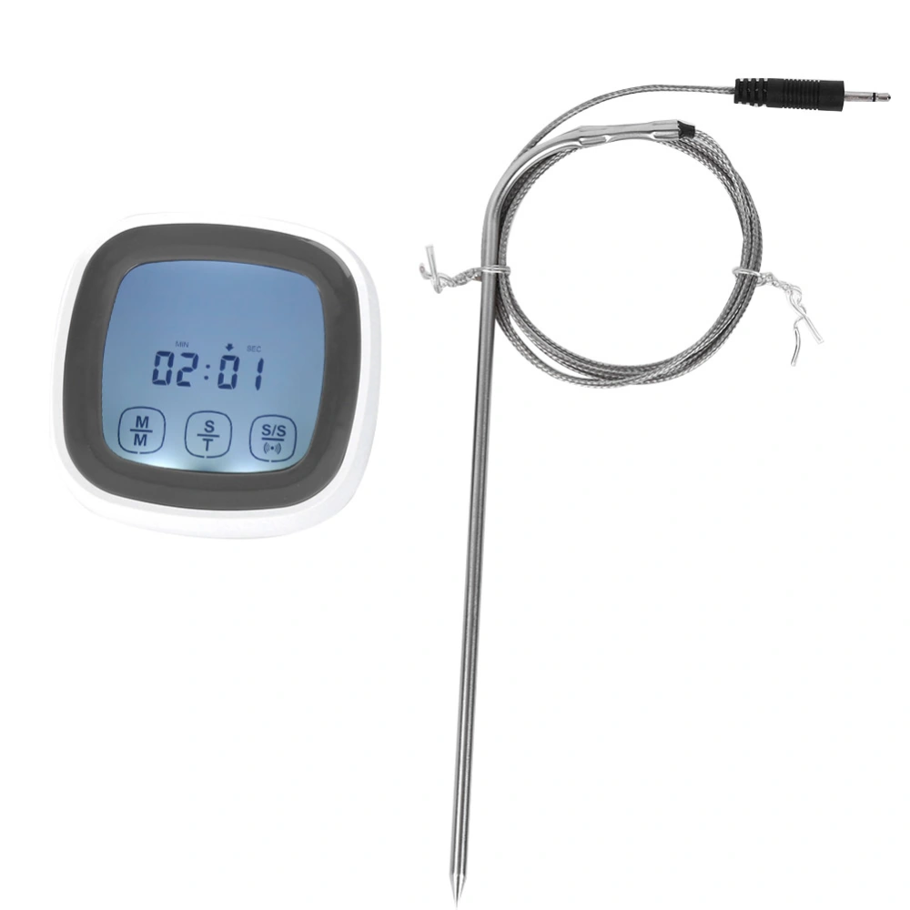 Household Food Thermometer Touch Screen Temperature Gauge with Probe for BBQ Grilling Frying