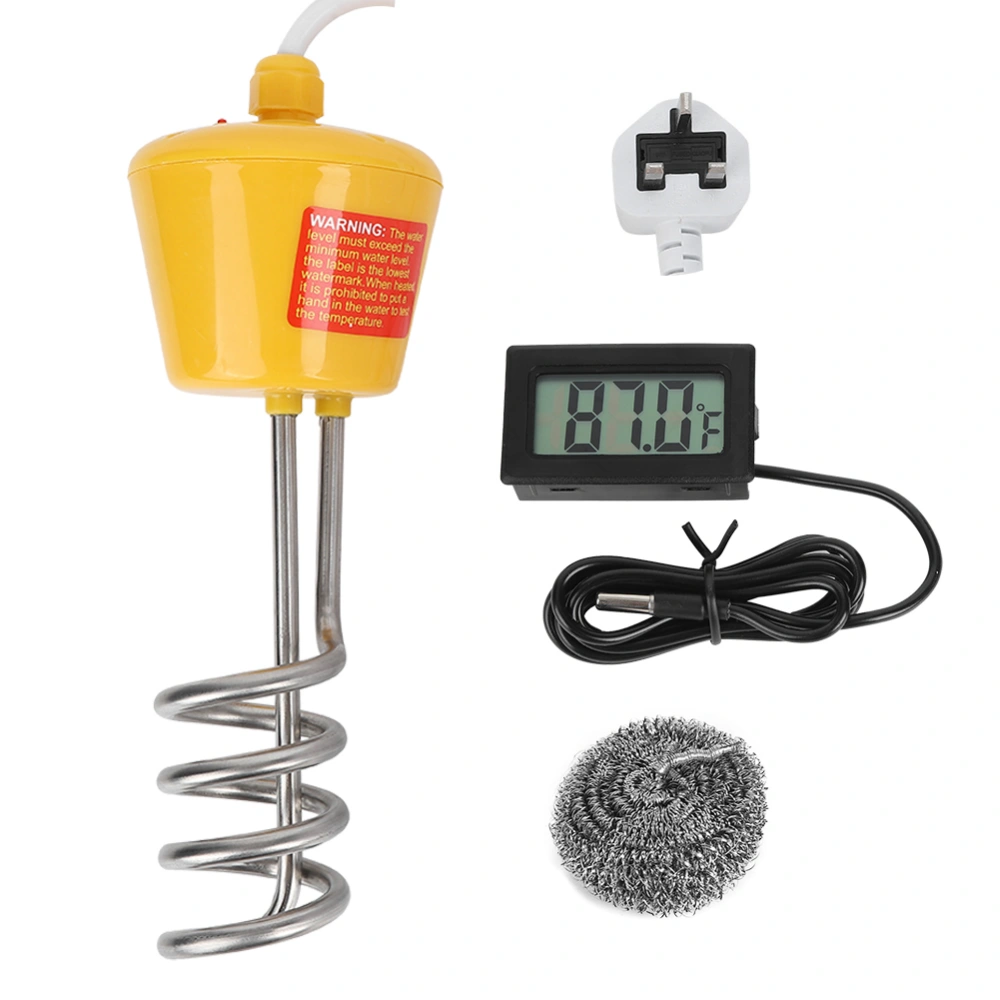 2m Floating Electric Immersion Water Heater with Temperature Tester Yellow UK 220‑250V2000W