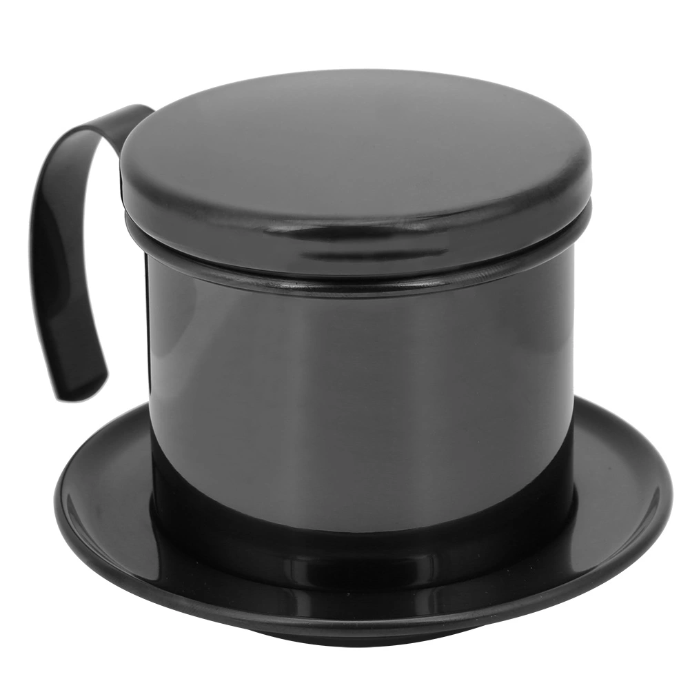 Vietnamese Stainless Steel Coffee Filter Drip Pot Maker Pot Home Kitchen Office Restaurant Cafe UseGloss Black