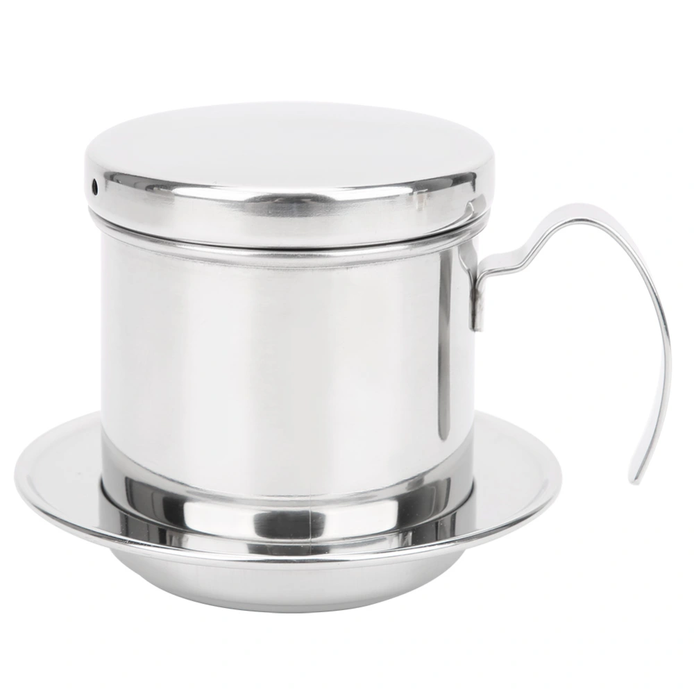 Vietnamese Stainless Steel Coffee Filter Drip Pot Maker Pot Home Kitchen Office Restaurant Cafe UseGloss Silver