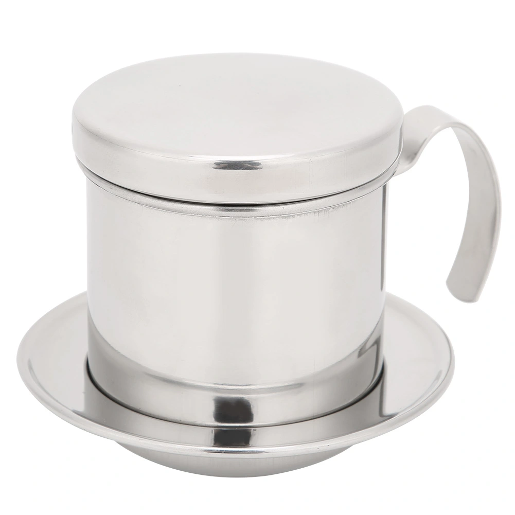 Vietnamese Stainless Steel Coffee Filter Drip Pot Maker Pot Home Kitchen Office Restaurant Cafe UseGloss Silver