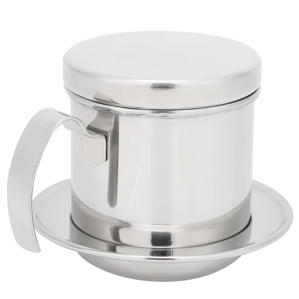 Vietnamese Stainless Steel Coffee Filter Drip Pot Maker Pot Home Kitchen Office Restaurant Cafe UseGloss Silver