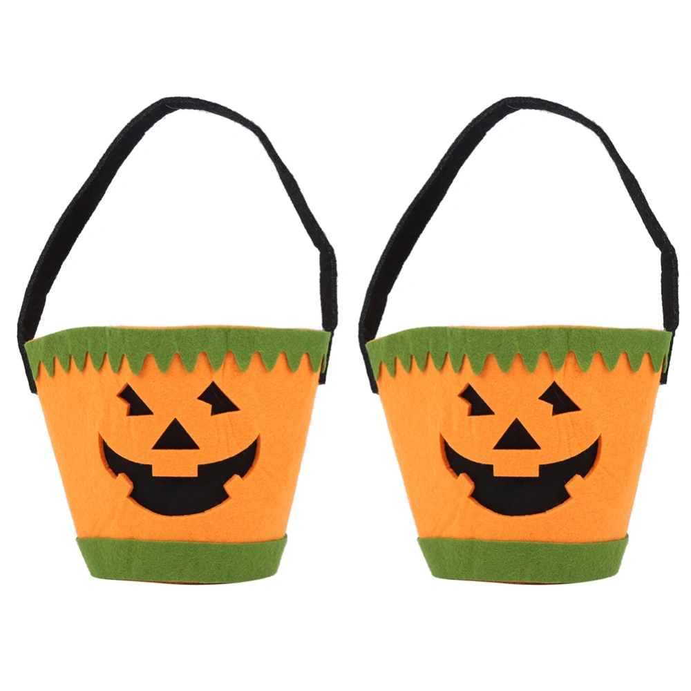 2pcs Halloween Felt Sweet Candy Bags Trick or Treat Gift Bags Tote Bags with Handles Party FavorsYellow