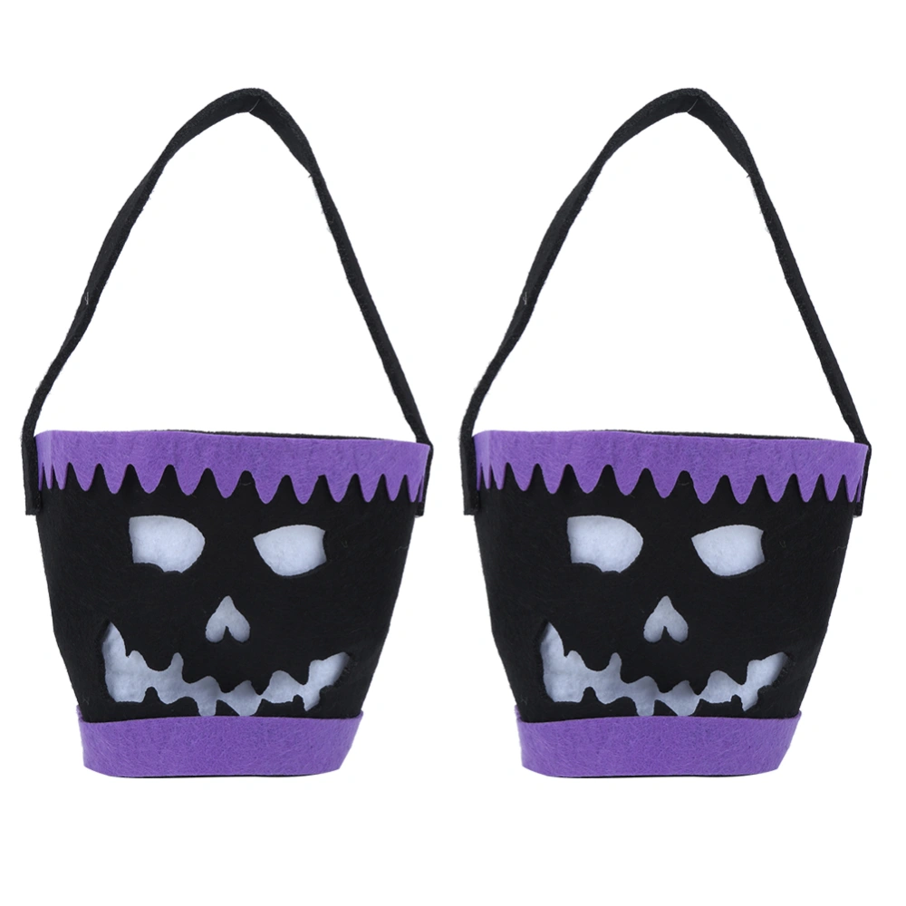 2pcs Halloween Felt Sweet Candy Bags Trick or Treat Gift Bags Tote Bags with Handles Party FavorsBlack