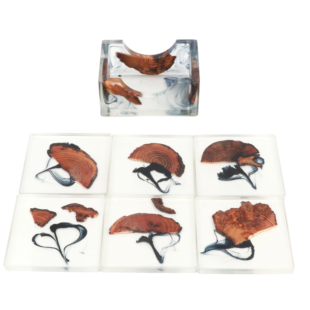 Square Resin Pine Coasters Heat Resistant Placemats Drink Mat Tea Cup Pad Tea Sets Accessories