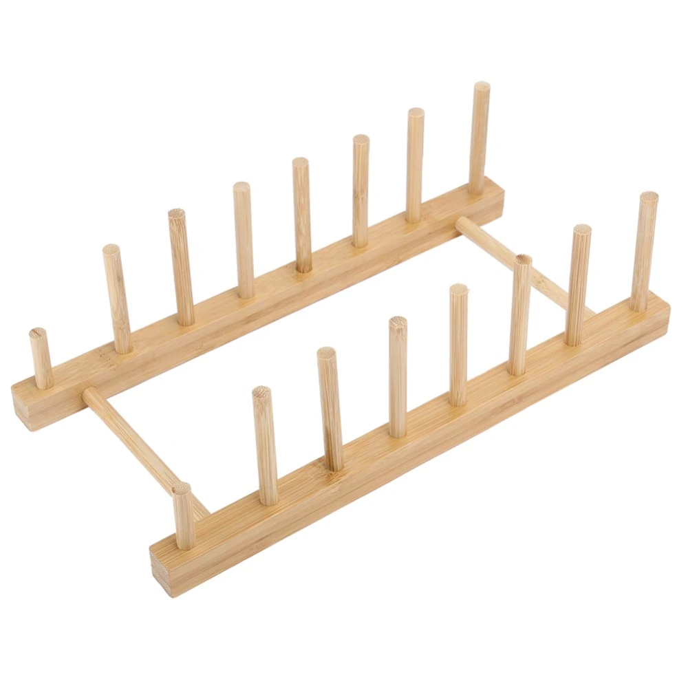 Bamboo Dish Draining Rack Plate Holder Multipurpose Bowl Cup Display Book Storage Shelf Kitchen Utensils