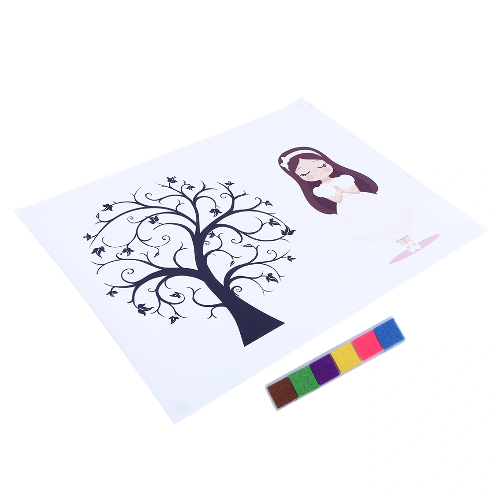 Baby Girl Birthday Party Guest Signature Book CheckIn Fingerprint Tree Painting