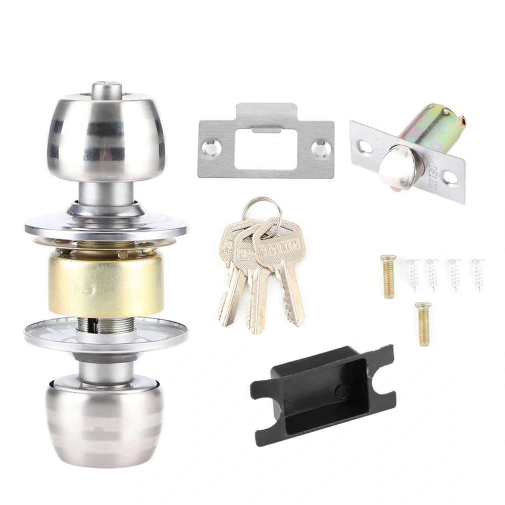 Household Stainless Steel Door Locks Short Tongue Spherical Door Lock for Bedroom Bathroom Use