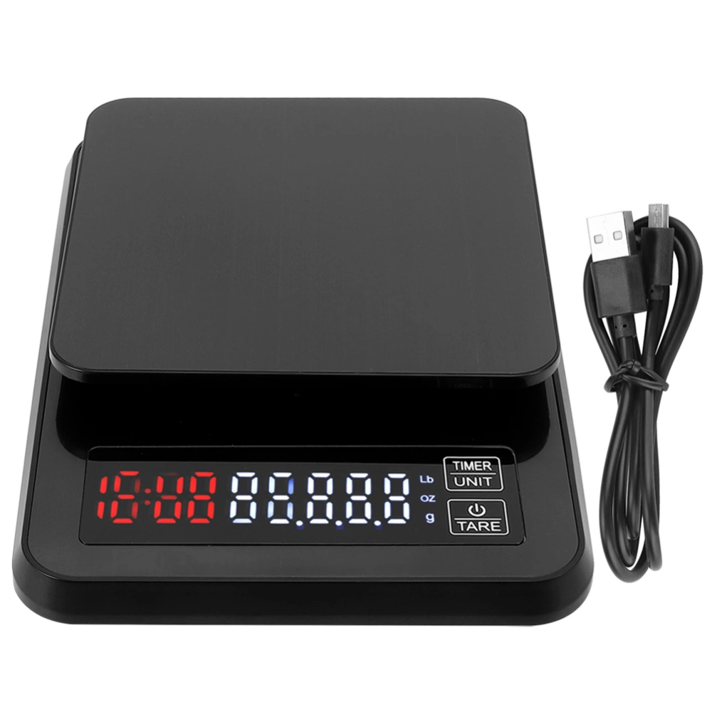 Portable Kitchen USB Powered Electronic Scale with Timing Function Baking Accessory 3kg/0.1g