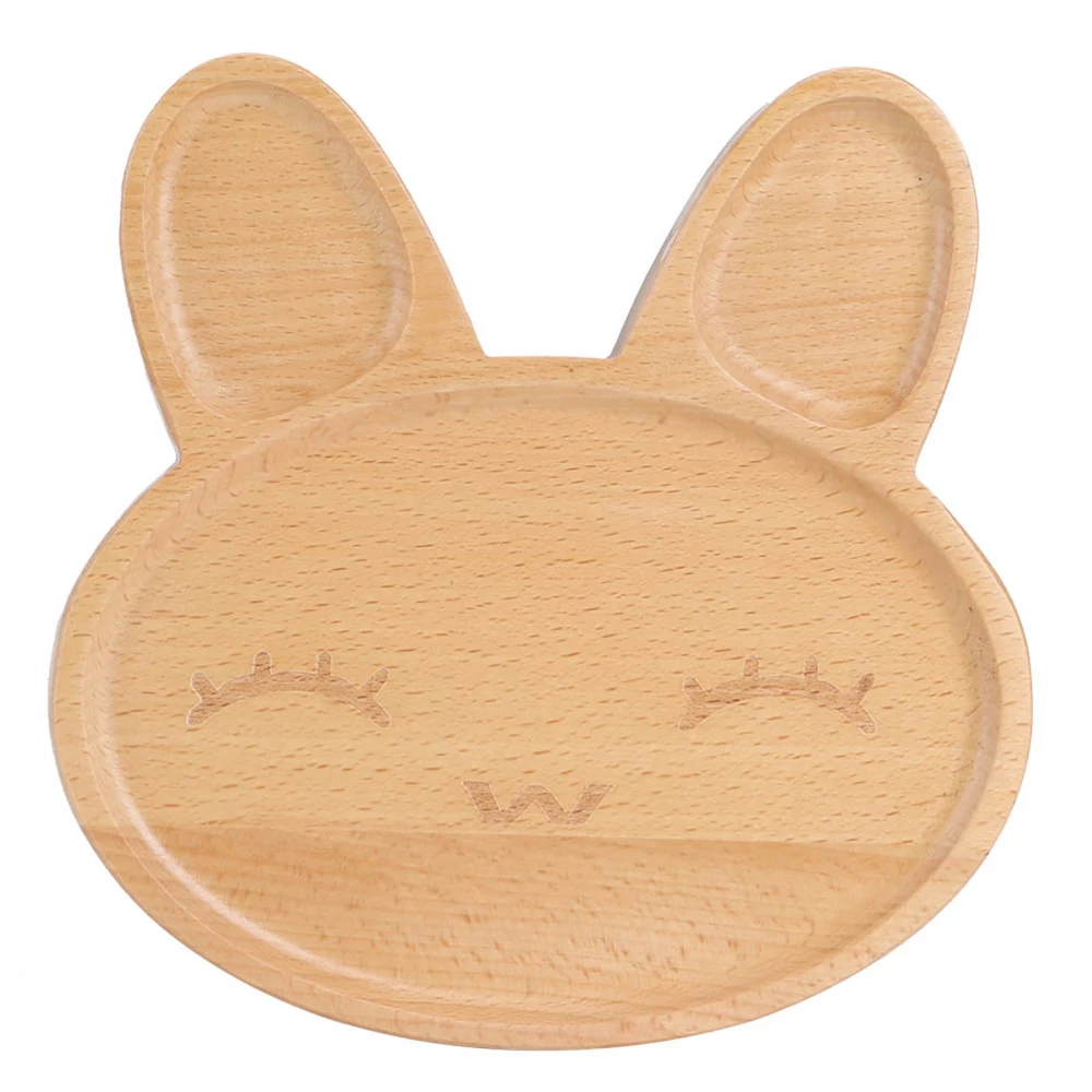 Cute Animal Wooden Plate Divided Dish Bowl Snack Food Serving Tray for Kid Children Tableware