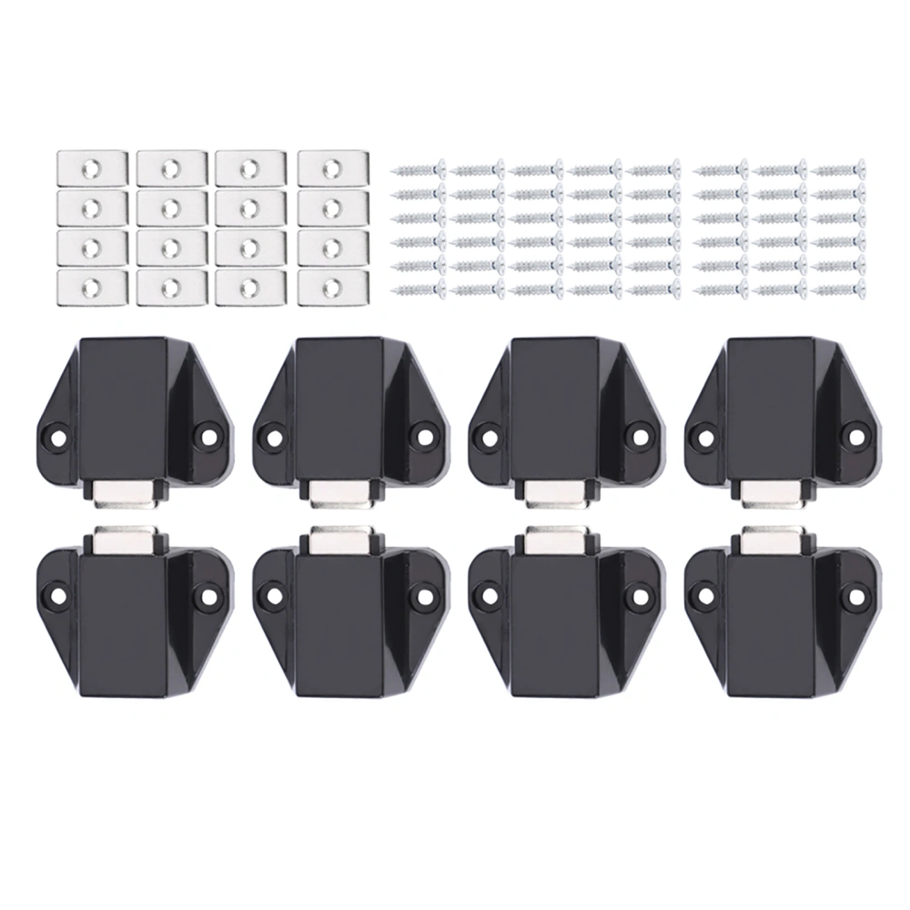 8Pcs Mini Single Door Rebound Magnetic Latch for Cabinet Closet Wardrobe Cupboard Black