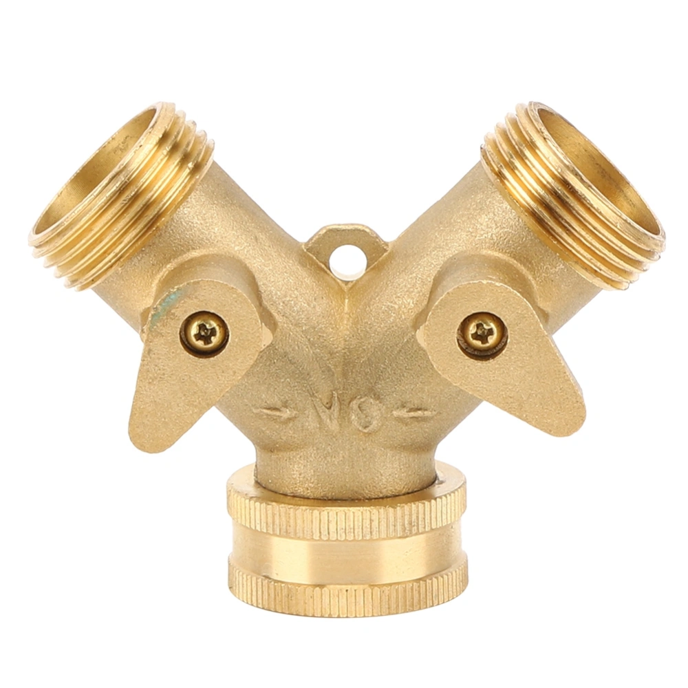 3/4 Inch 2‑Way Garden Hose Splitter Garden Brass Water Connector with Valve US Standard