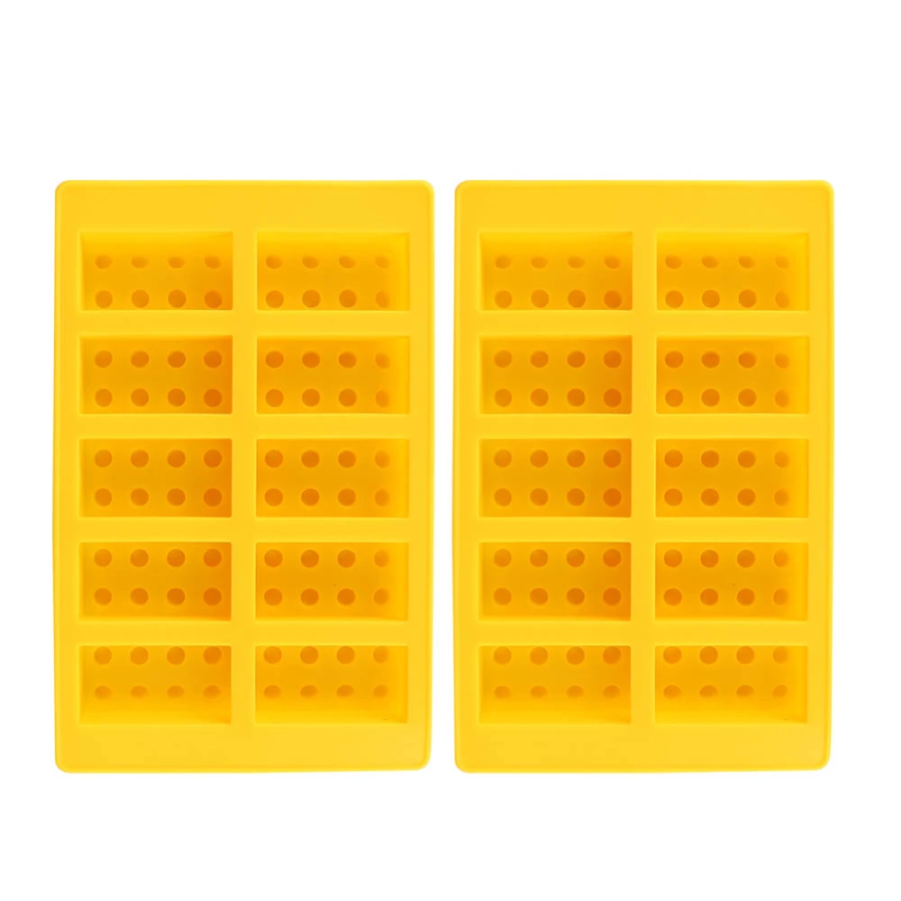 2Pcs Yellow 10Grid Block Ice Cubes Mould Silicone IceMaking Mold DIY Drinking Tools