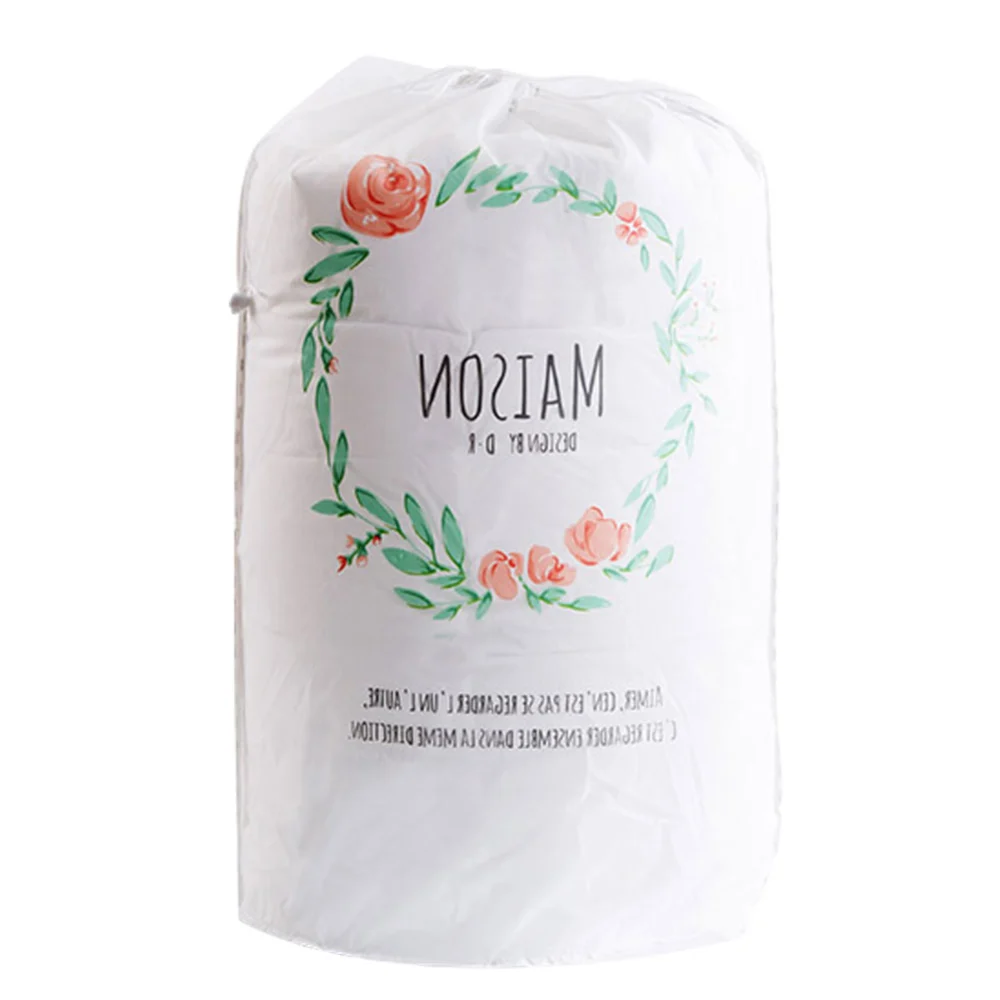 Cylindrical Large Clothes Pillow Blanket Quilt Storage Bags Reusable Drawstring Packing Bag Home OrganizerFlower