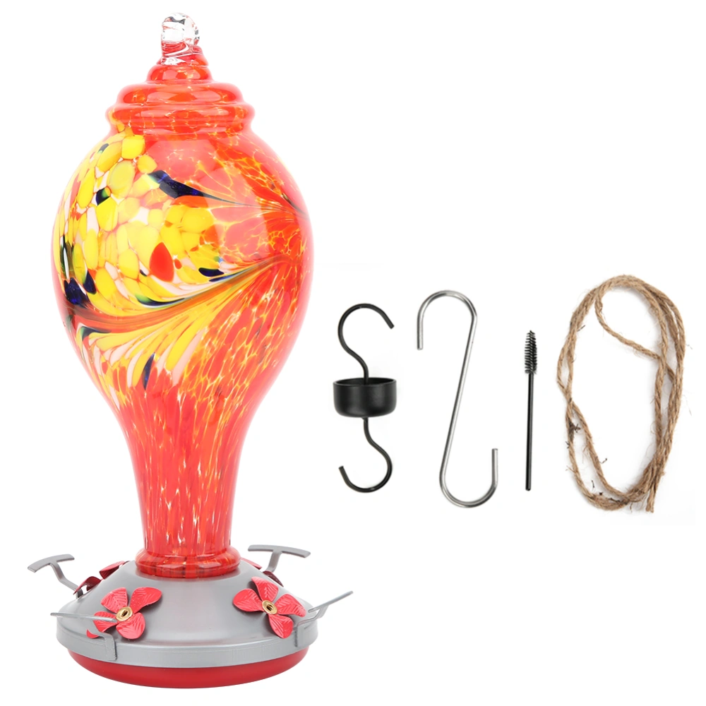 Colorful Painting Glass Bird Feeder Garden Courtyard Outdoor Hummingbirds Water Feeding ToolT1