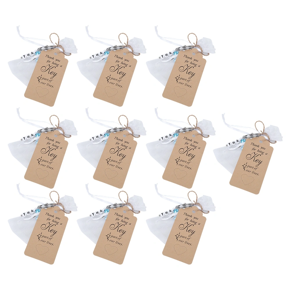 10Pcs Portable Innovative Key Chain Keyring Kit Wedding Decoration Birthday Gifts PendantBlue