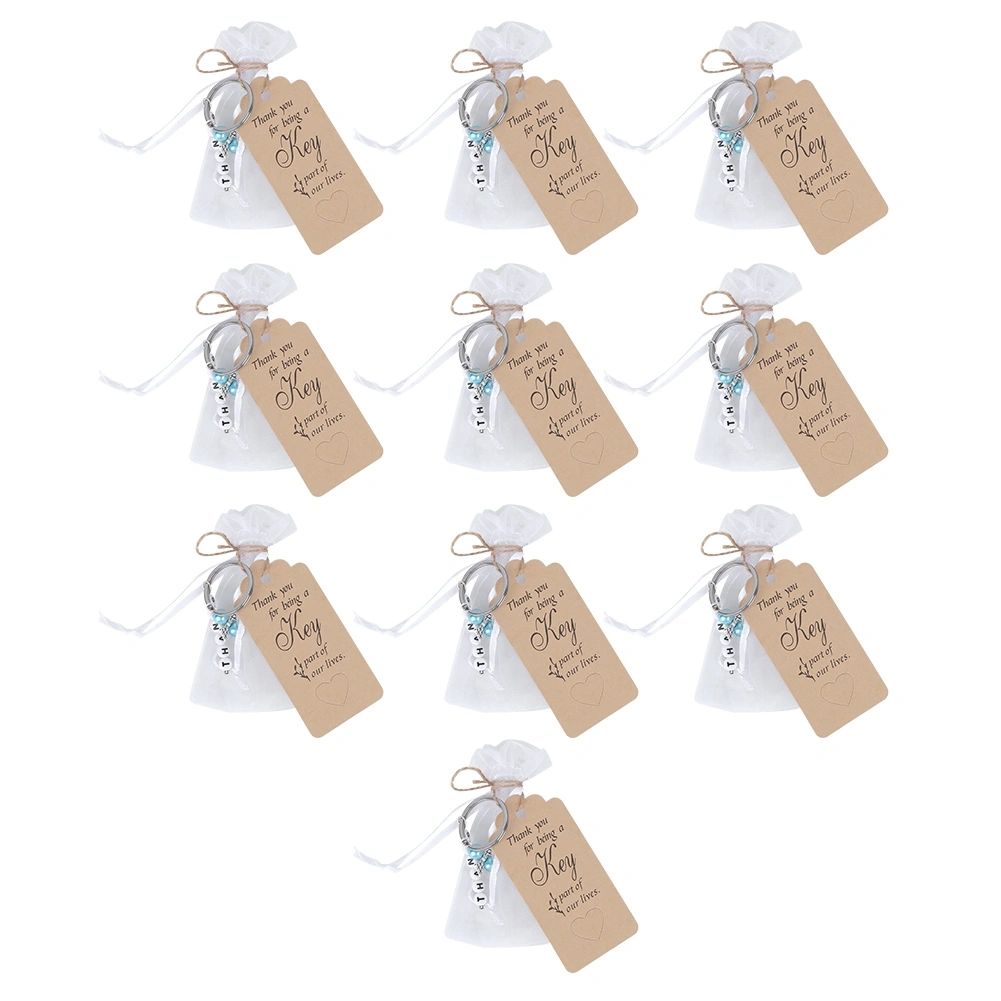 10Pcs Portable Innovative Key Chain Keyring Kit Wedding Decoration Birthday Gifts PendantBlue