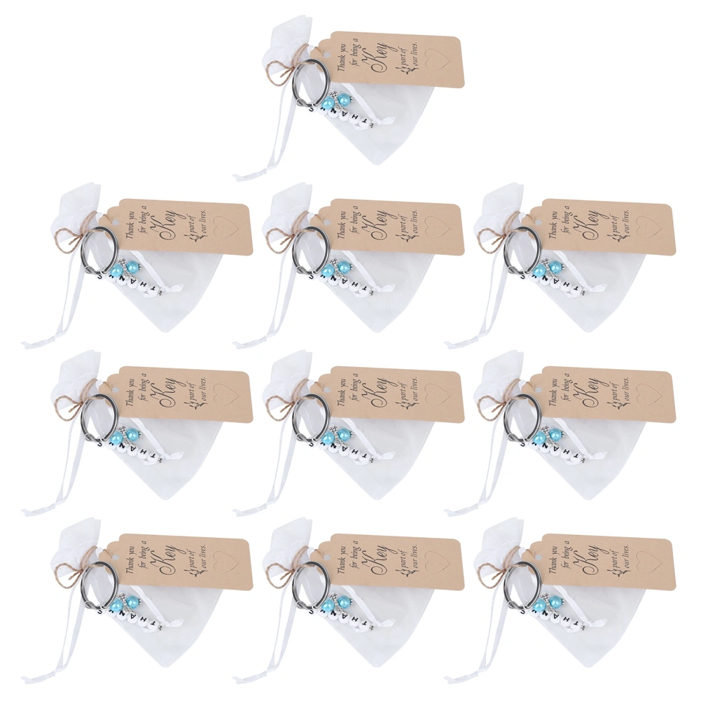 10Pcs Portable Innovative Key Chain Keyring Kit Wedding Decoration Birthday Gifts PendantBlue