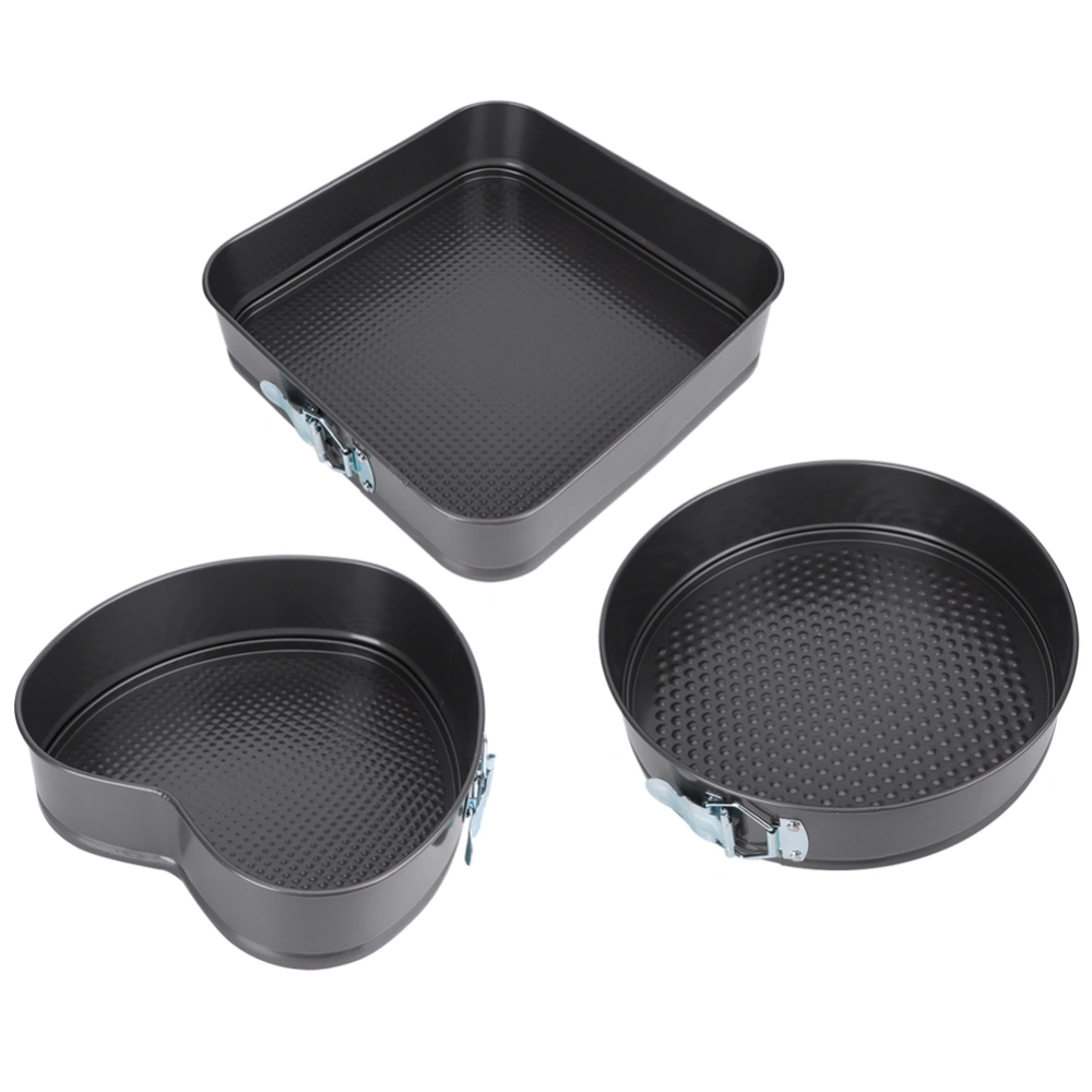 3Pcs Set Stainless Steel Non&#8209;Stick Cake Making Mold with Removable Bottom Buckle Baking Tool