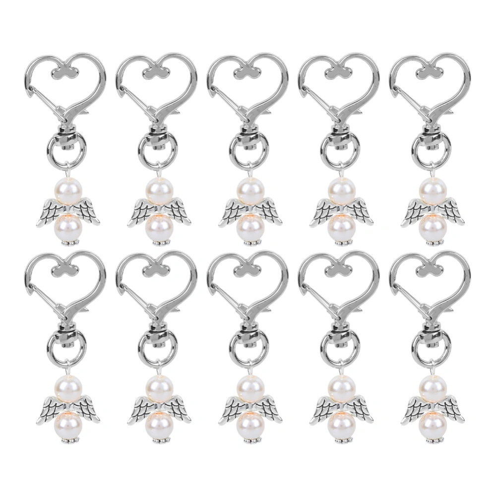 10pcs Keychain Key Ring HeartShaped Buckle Keyring Charm Pendant Gift Bag Decor Party Wedding Favours(Pink )