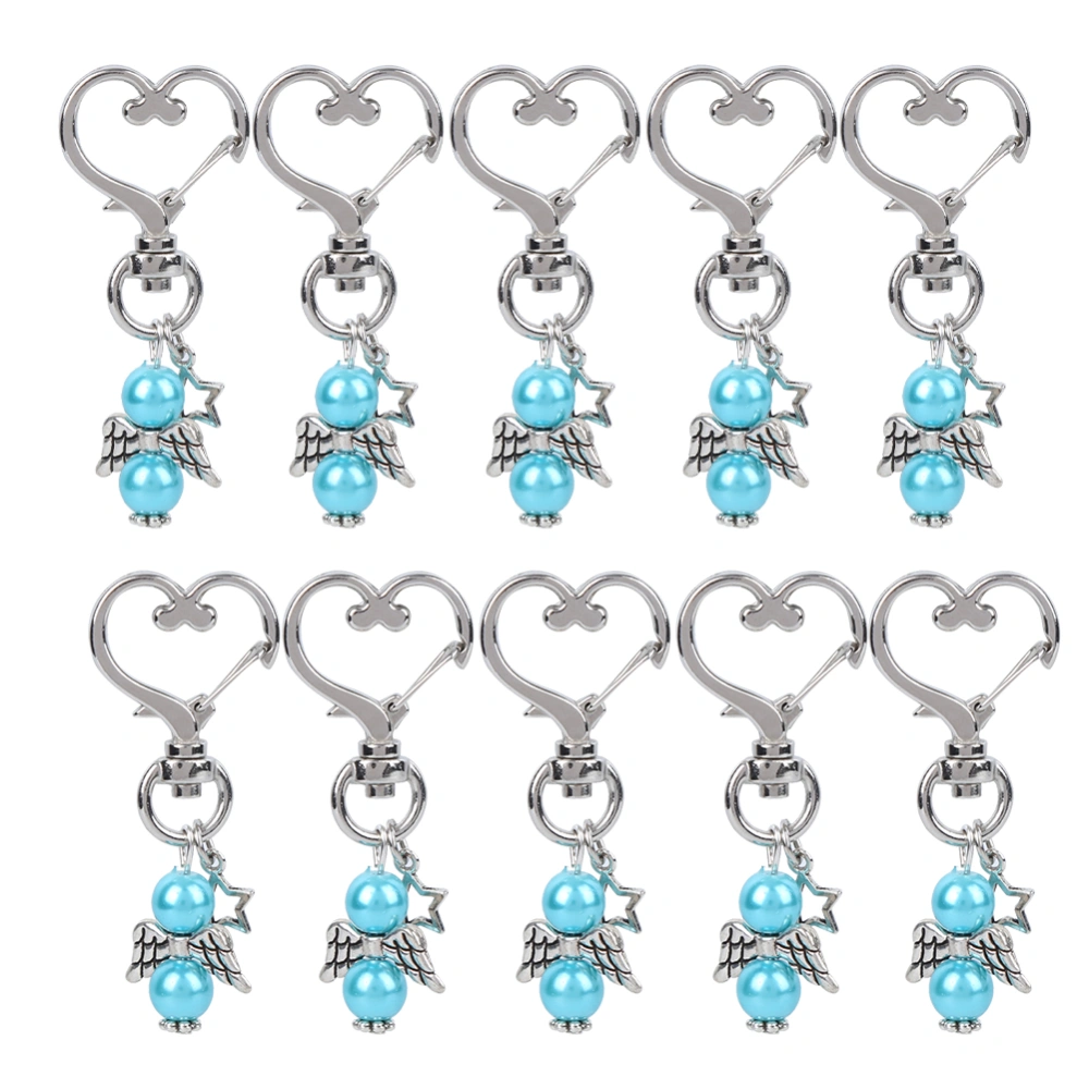 10pcs Keychain Key Ring HeartShaped Buckle Keyring Charm Pendant Gift Bag Decor Party Wedding Favours(Blue )