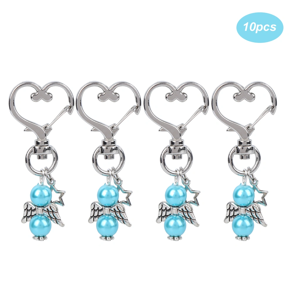 10pcs Keychain Key Ring HeartShaped Buckle Keyring Charm Pendant Gift Bag Decor Party Wedding Favours(Blue )