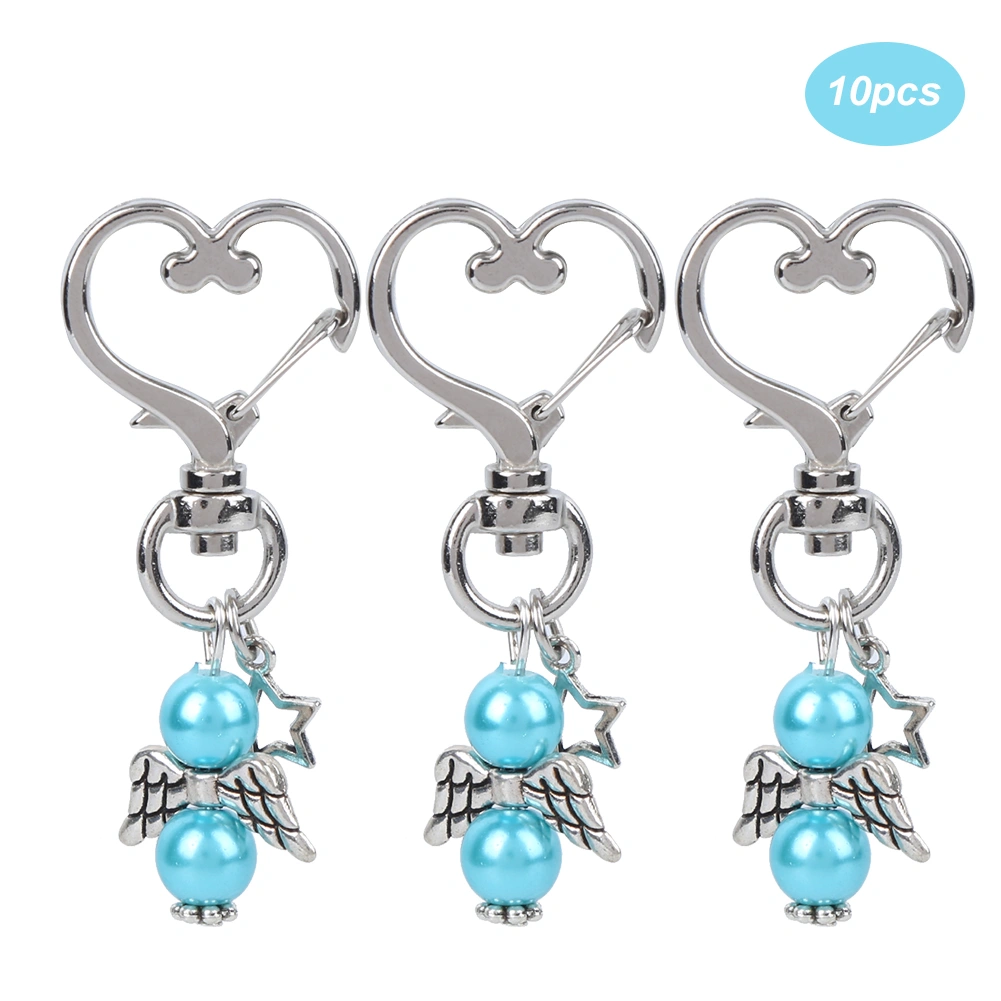 10pcs Keychain Key Ring HeartShaped Buckle Keyring Charm Pendant Gift Bag Decor Party Wedding Favours(Blue )