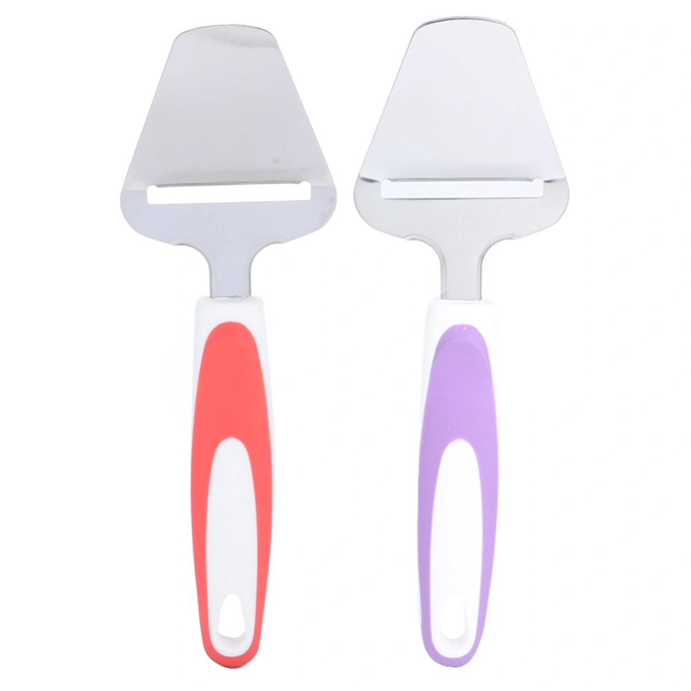 2Pcs Multifunction Stainless Steel Cheese Spatula Cutter Kitchen Utensils OrangePurple