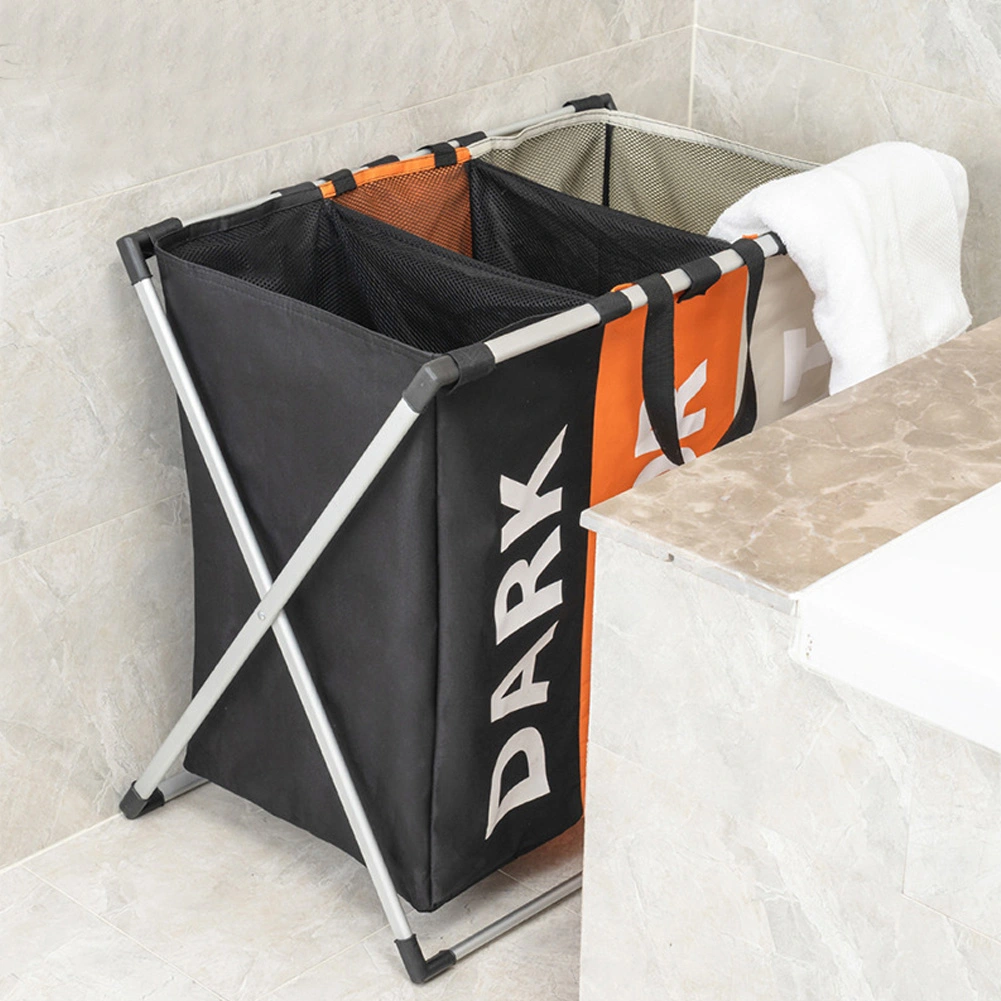 3‑Section Stylish Folding Laundry Basket Dirty Clothes Storage Basket for Bathroom Bedroom Home