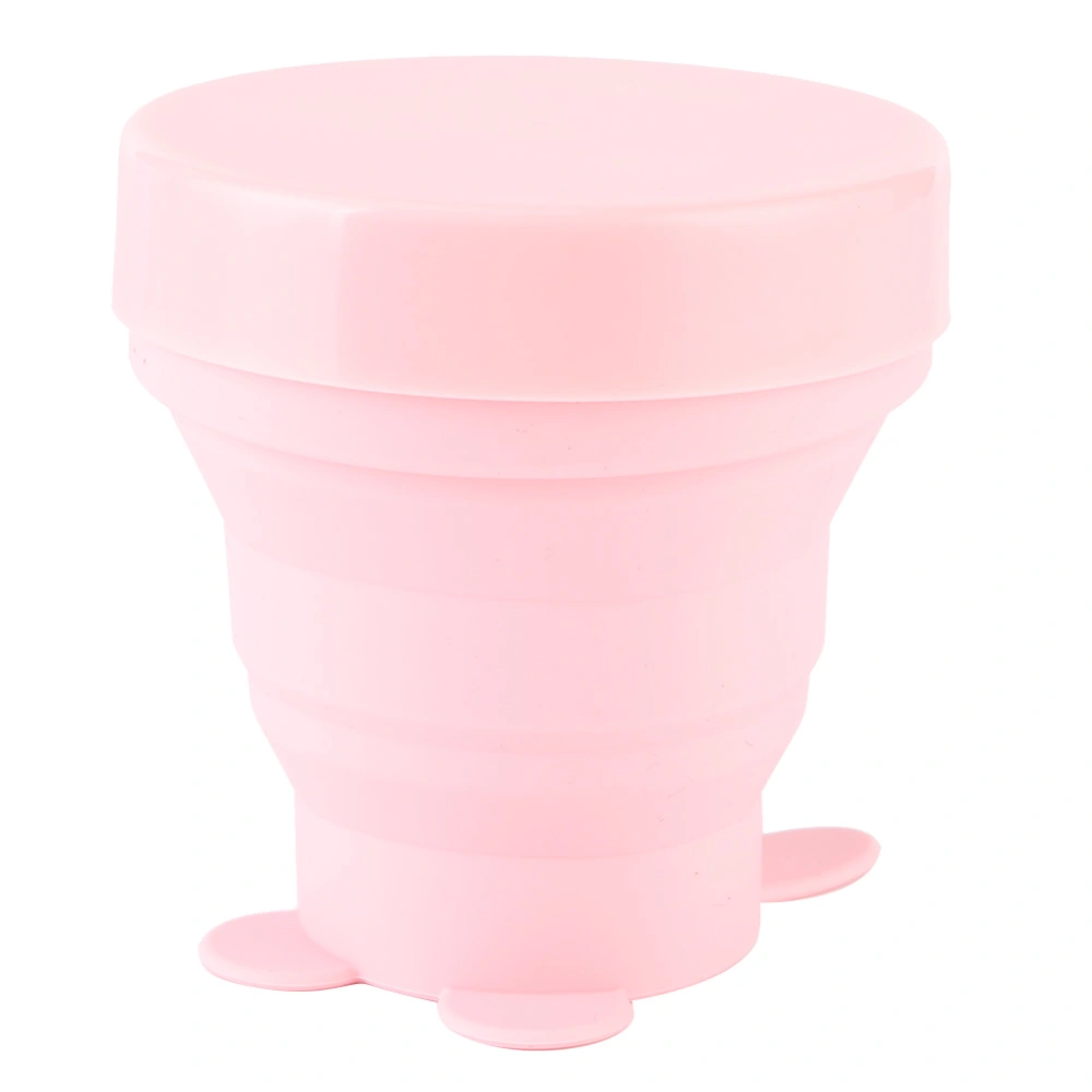 Portable Folding Silicone Water Cup Collapsible Travel Cup for Outdoor Camping Picnic170ml Pink