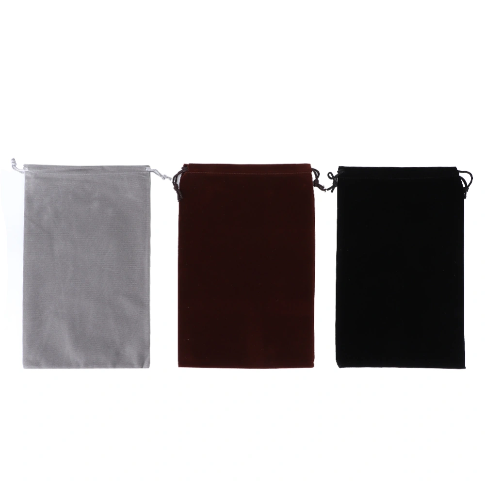 3Pcs Flocking Cloth Drawstring Pouch DustProof Storage Bag for Jewelry Gift Candies Phone