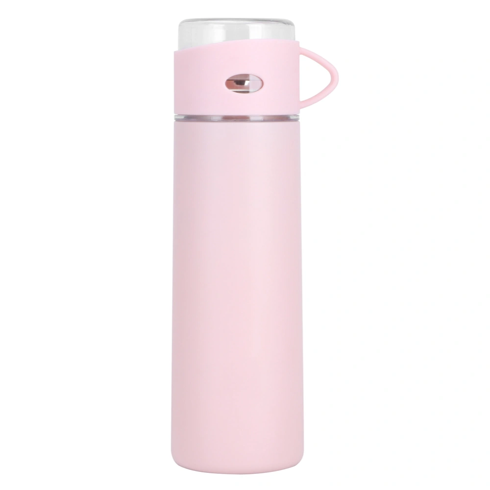 500ml Dual Use Transparent Lid Pink Stainless Steel Insulation Vacuum Cup Bottle for Men Women