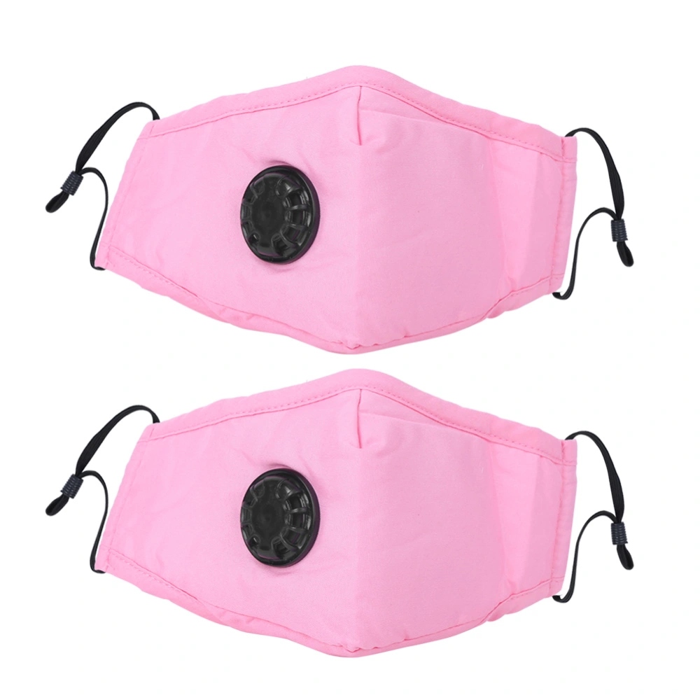 2Pcs Anti Dust Haze Ear Hanging Unisex Mouth-Muffle Adult Mouth Cover with Breathing ValveRose Red Pink