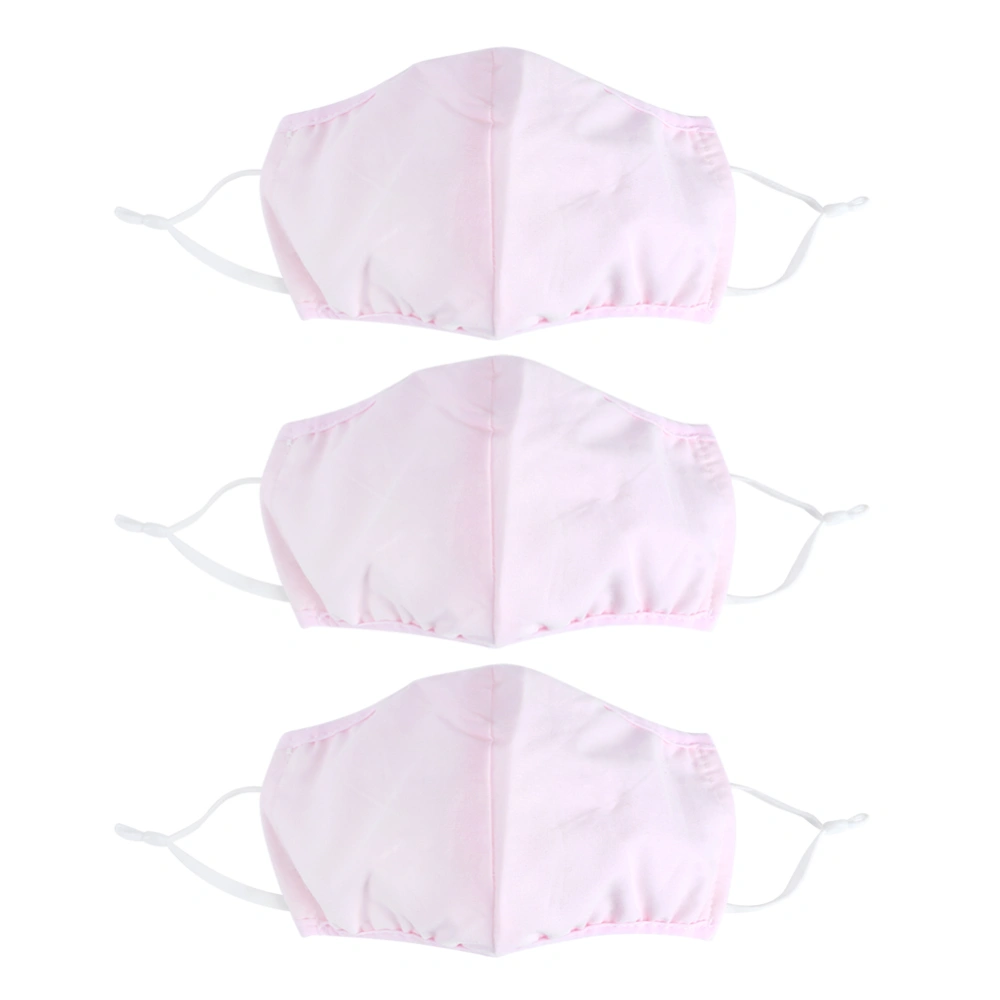 3Pcs Washable Cotton Face Cover Dust Proof Breathable Mouth Muffle for Adult Men Women Use(Pink )