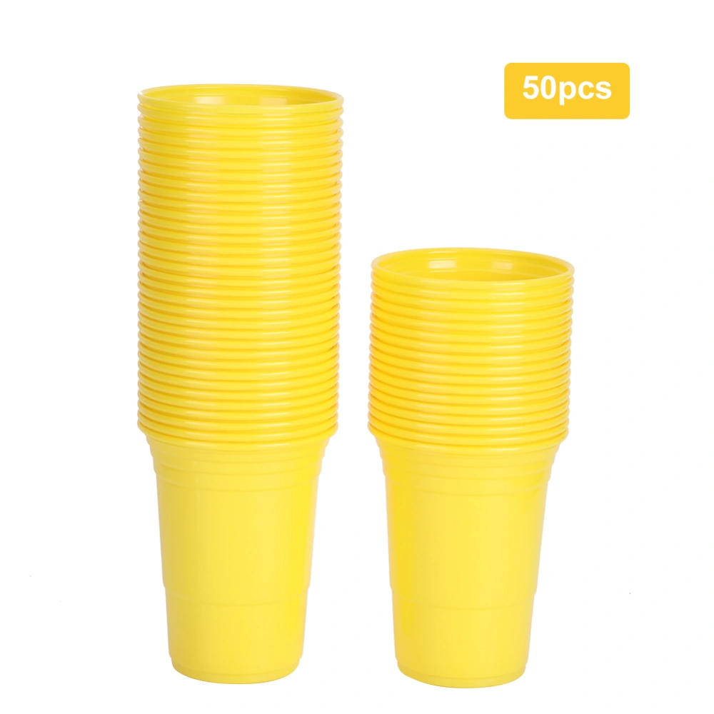 50Pcs 450ml Disposable Party Plastic Cup Party Game Supplies for Bar Parties Playing GamesAll Yellow 450ml