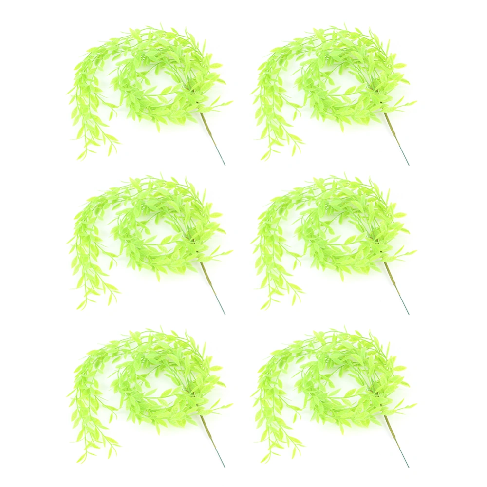 6Pcs Wall Hanging Green Simulated Artificial Plant Vines Leaves for Outdoor Garden Decoration