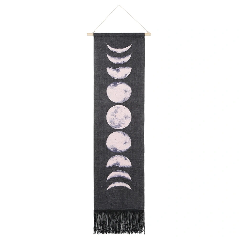 Moon Cycles Pattern Wall Hanging Tapestry Art Handcraft Home Living Room Decoration Ornament(Black )