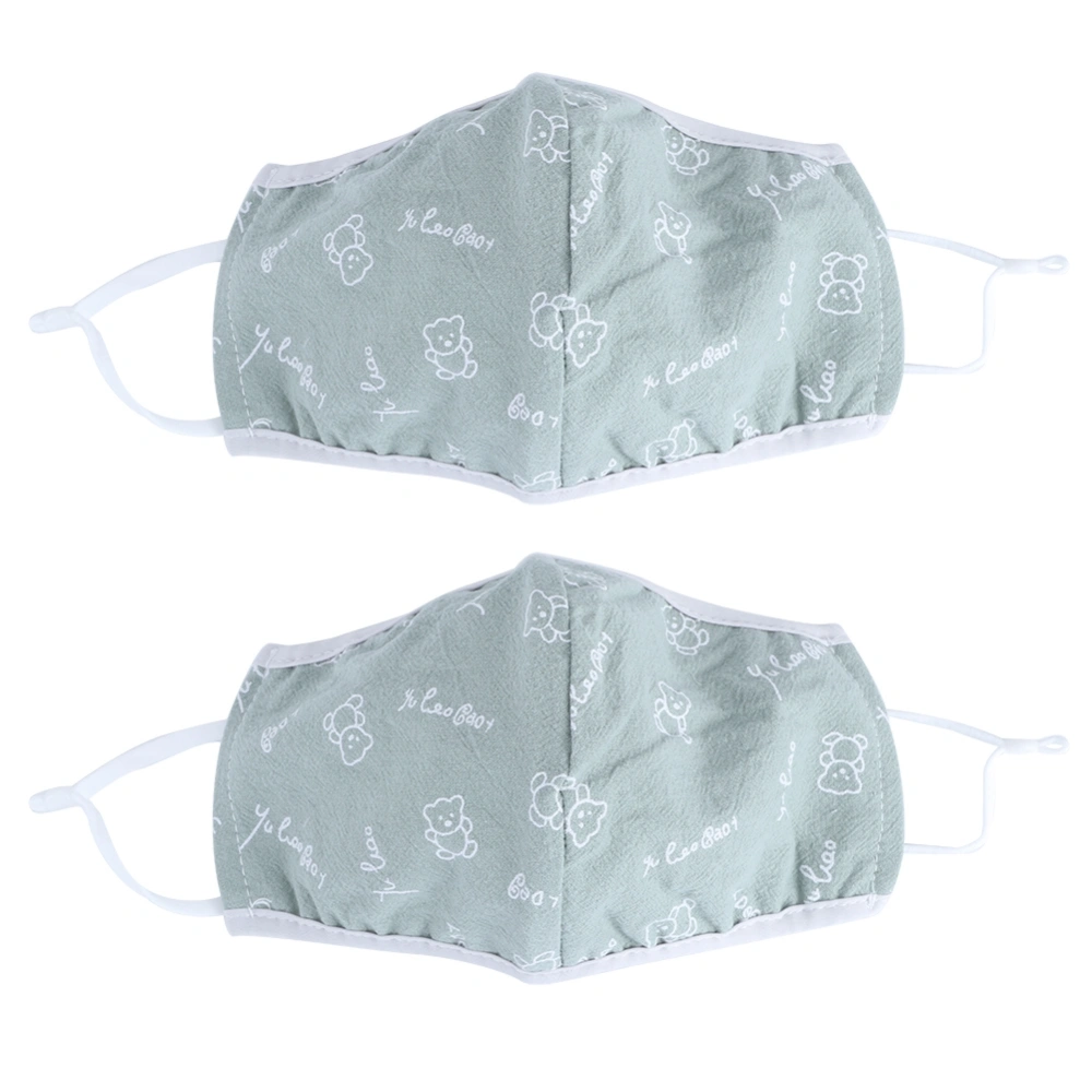 2Pcs Washable Daily Dust Proof Adult Breathable Mouth-Muffle Face Cover for Men Women UseGreen Print